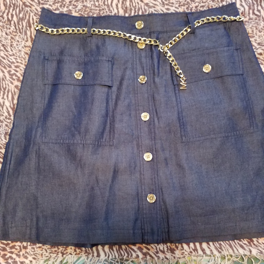 Michael Kors Gold Mini A-Line Skirt Casual